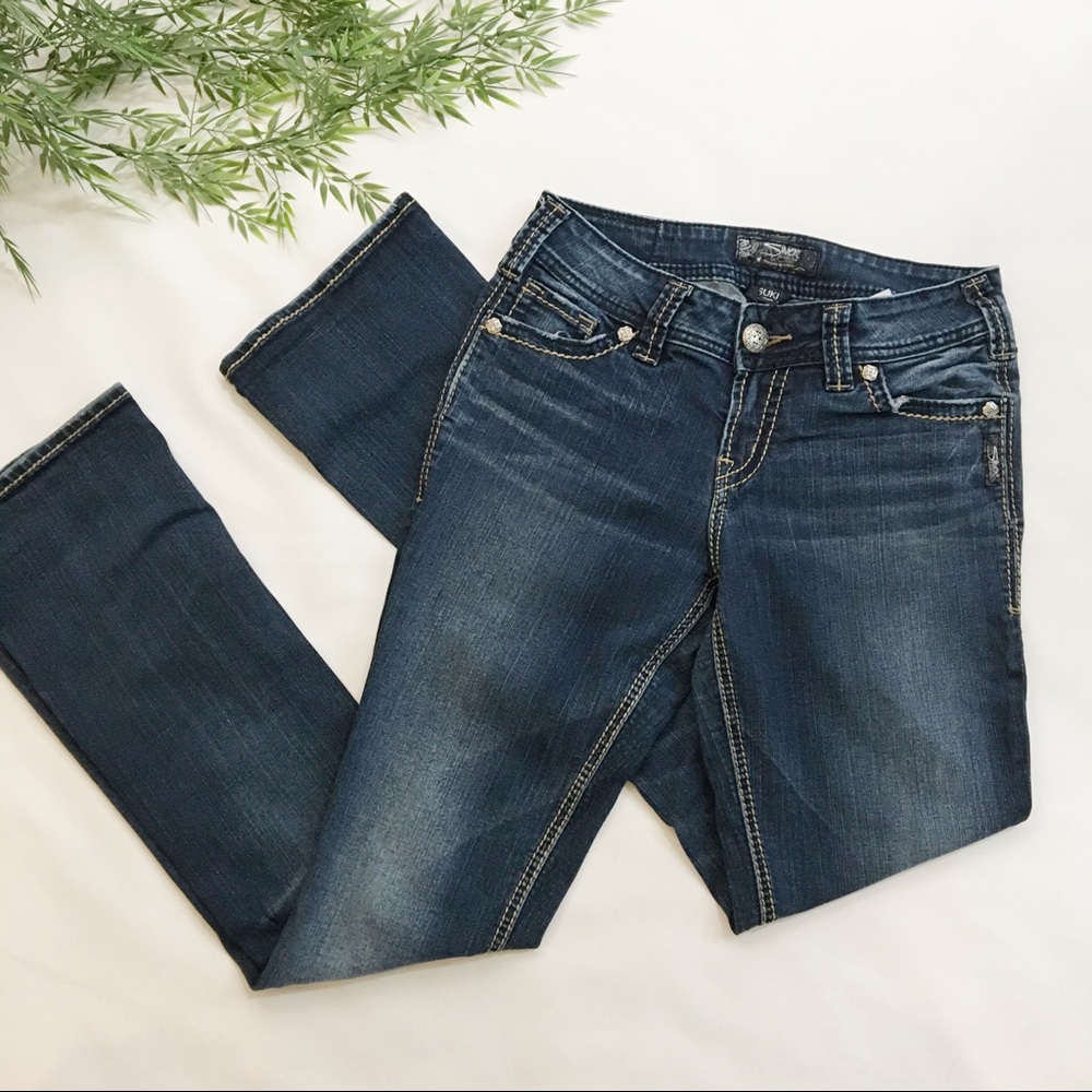 Silver Suki Mid Slim Boot Dark Wash Jeans